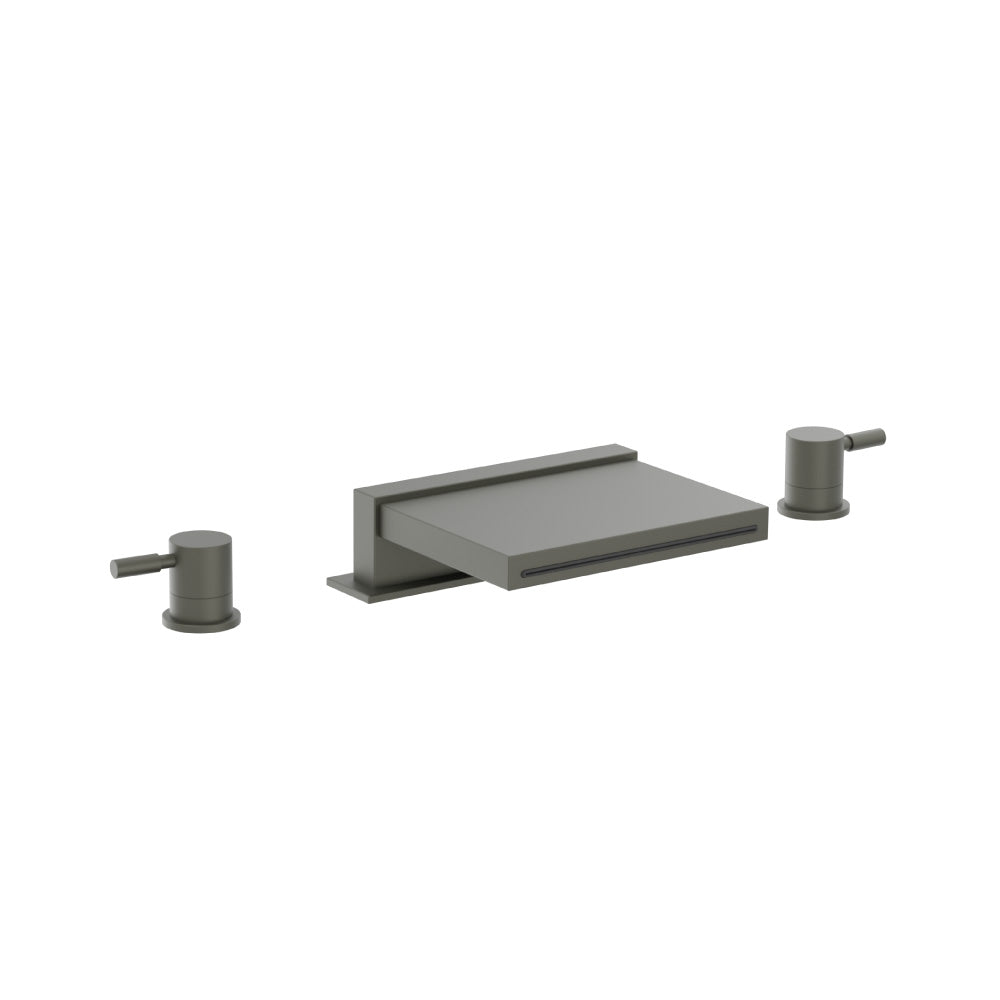 3 Hole Deck Mount Cascade / Sheet Flow Roman Tub Faucet