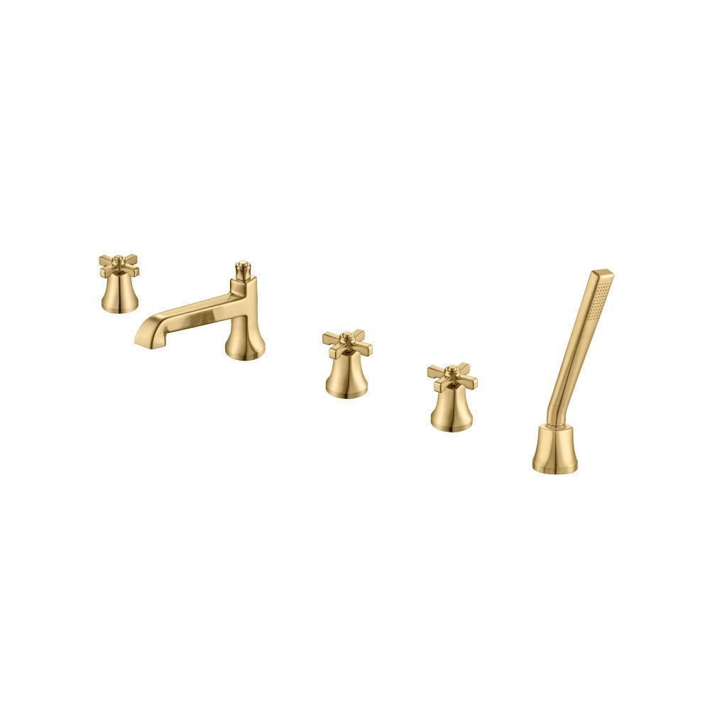 Five Hole Deck Mounted Roman Tub Faucet With Hand Shower