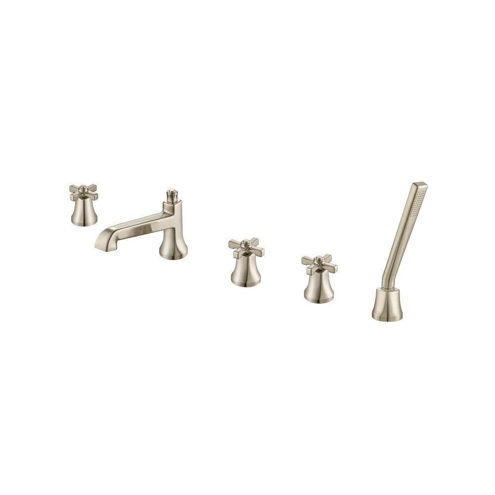Five Hole Deck Mounted Roman Tub Faucet With Hand Shower