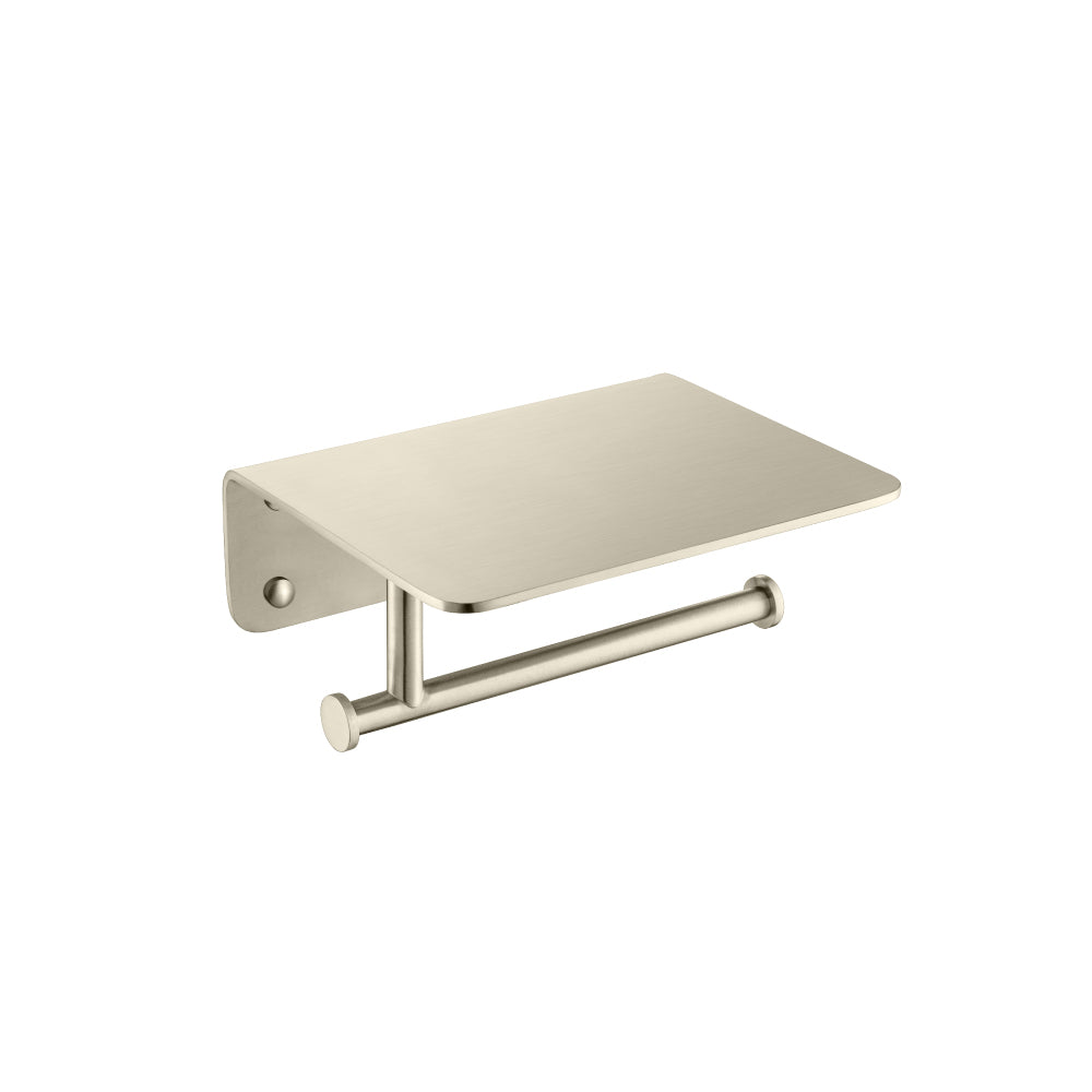 Brass Toilet Paper Holder With Cellphone Shelf