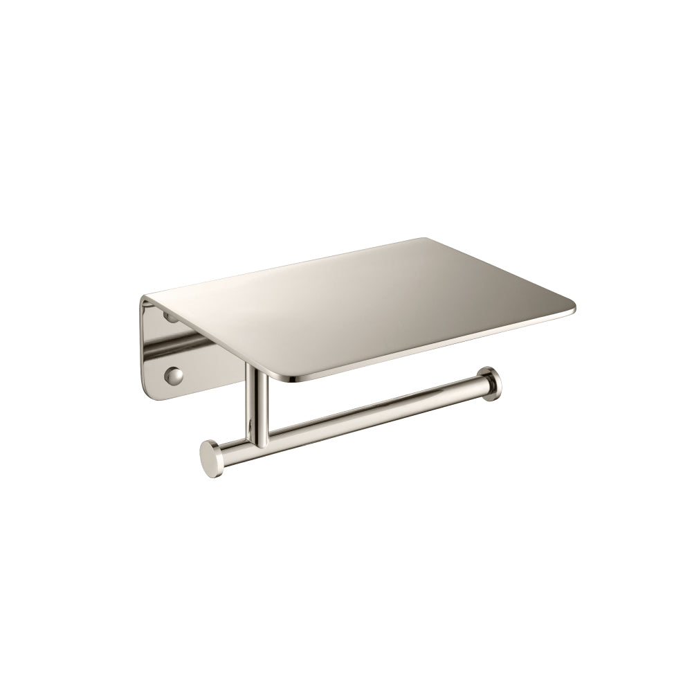 Brass Toilet Paper Holder With Cellphone Shelf