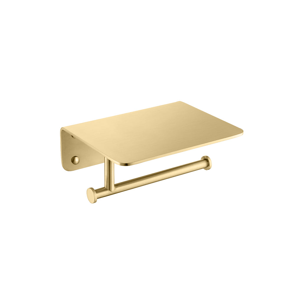 Brass Toilet Paper Holder With Cellphone Shelf