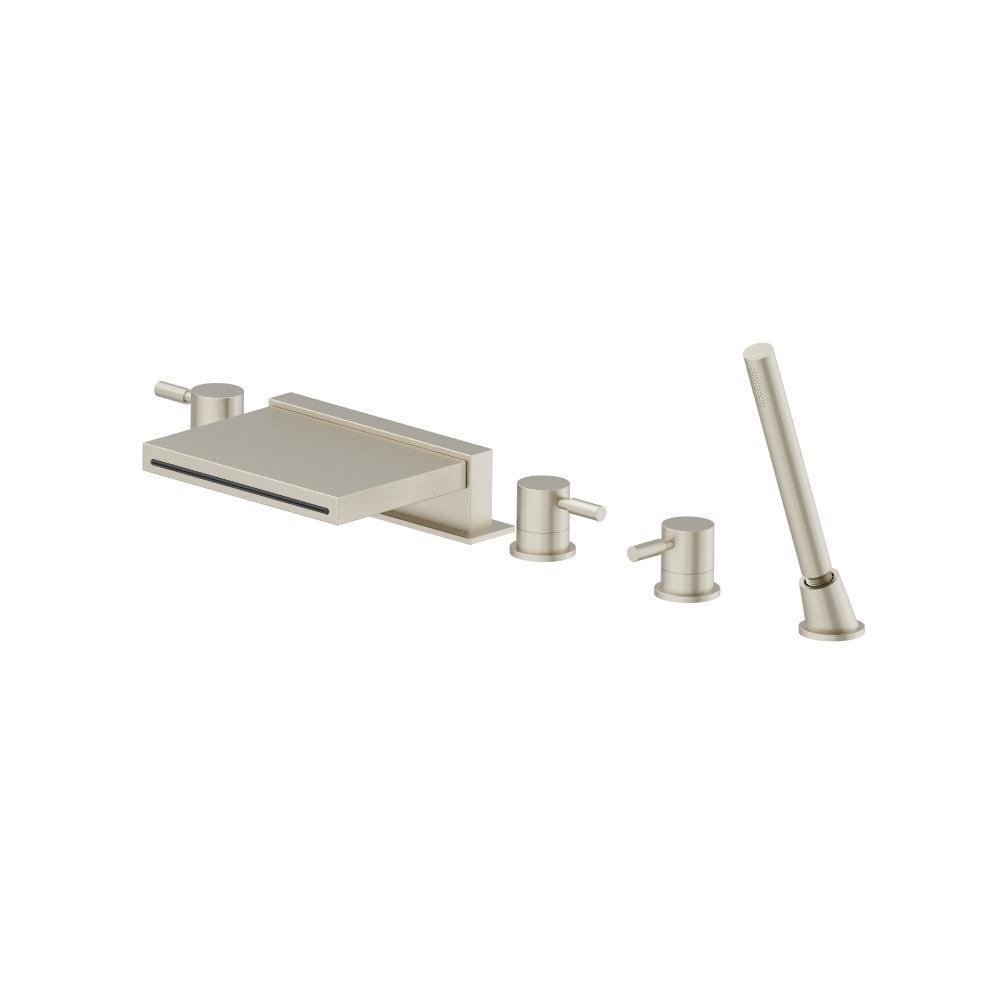 Five Hole Deck Mounted Cascade Flow Roman Tub Faucet With Hand Shower