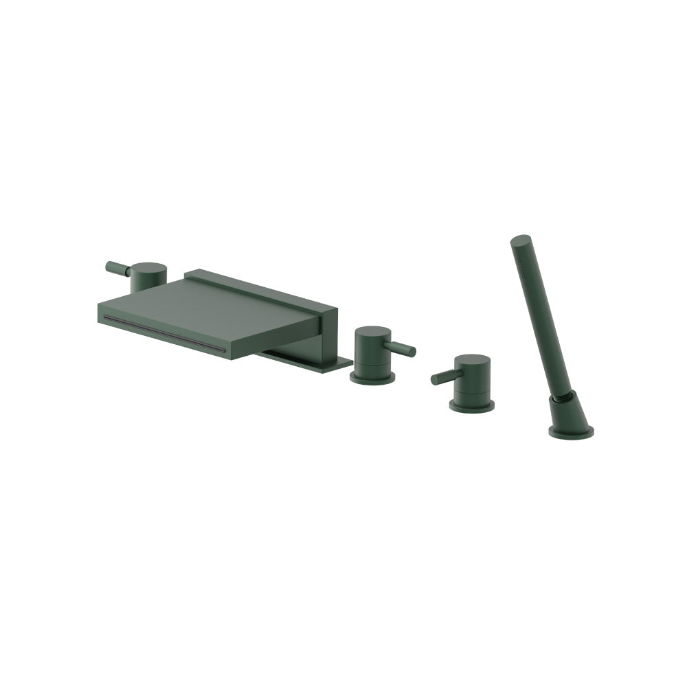 Five Hole Deck Mounted Cascade Flow Roman Tub Faucet With Hand Shower