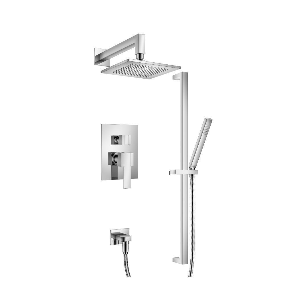 Two Output Shower Set With Shower Head, Hand Held And Slide Bar