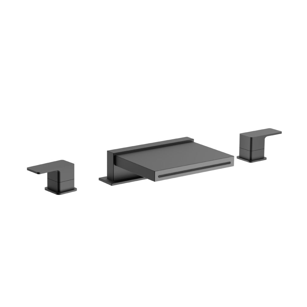3 Hole Deck Mount Cascade / Sheet Flow Roman Tub Faucet