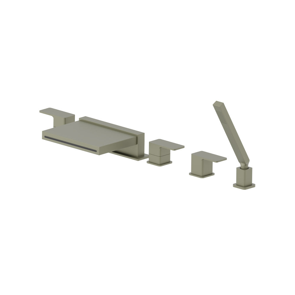 Five Hole Deck Mounted Cascade Flow Roman Tub Faucet With Hand Shower