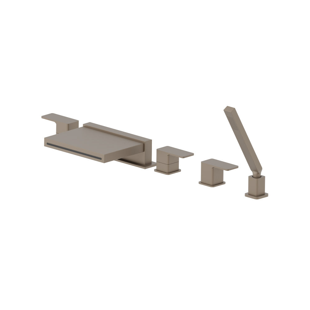 Five Hole Deck Mounted Cascade Flow Roman Tub Faucet With Hand Shower