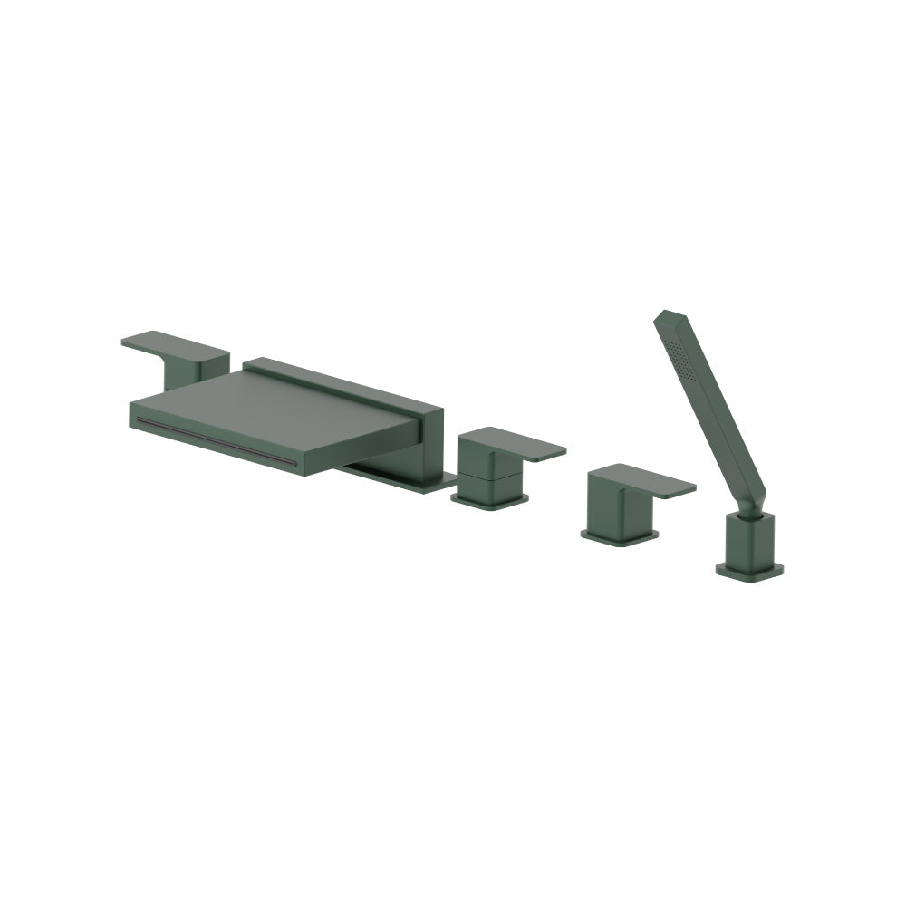 Five Hole Deck Mounted Cascade Flow Roman Tub Faucet With Hand Shower