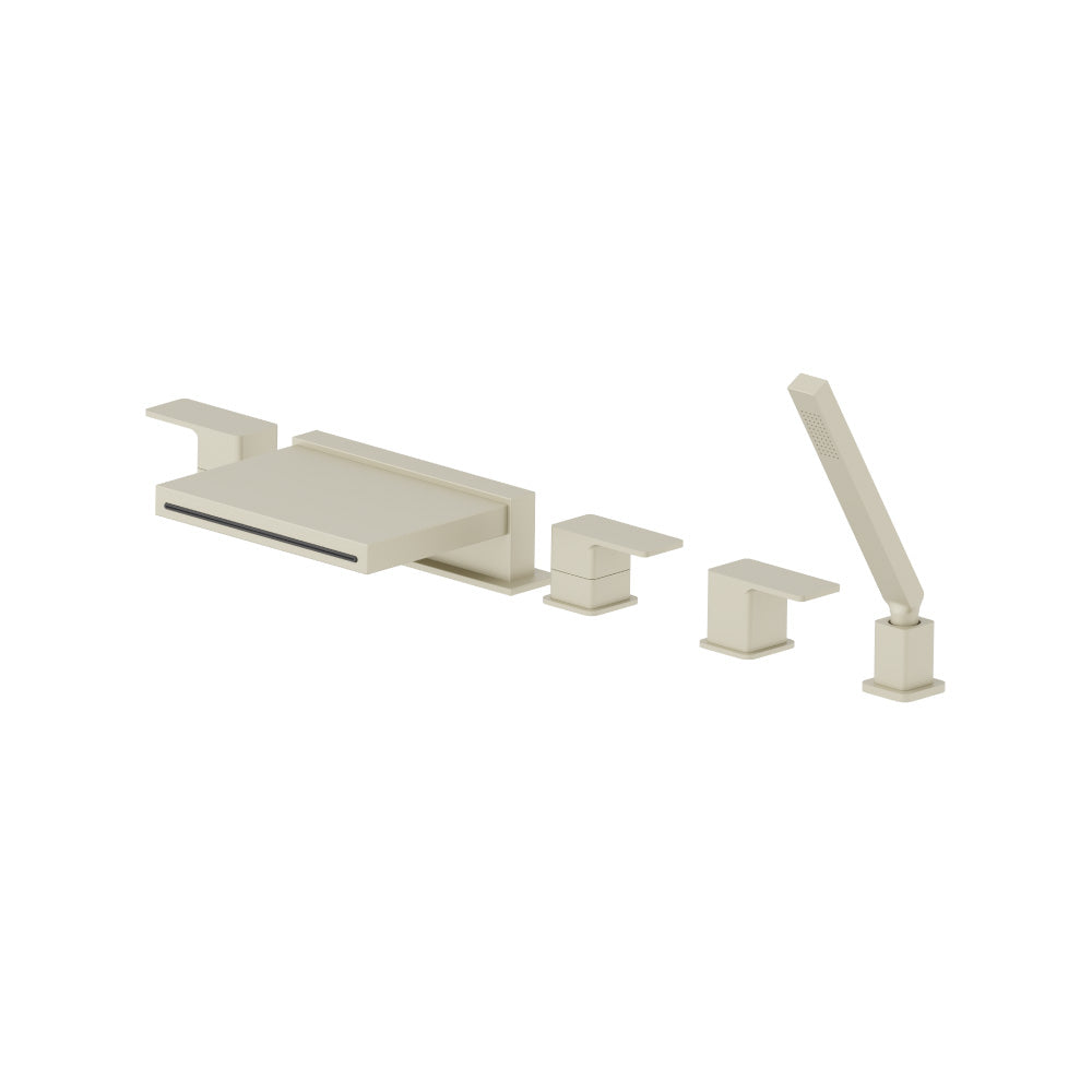 Five Hole Deck Mounted Cascade Flow Roman Tub Faucet With Hand Shower