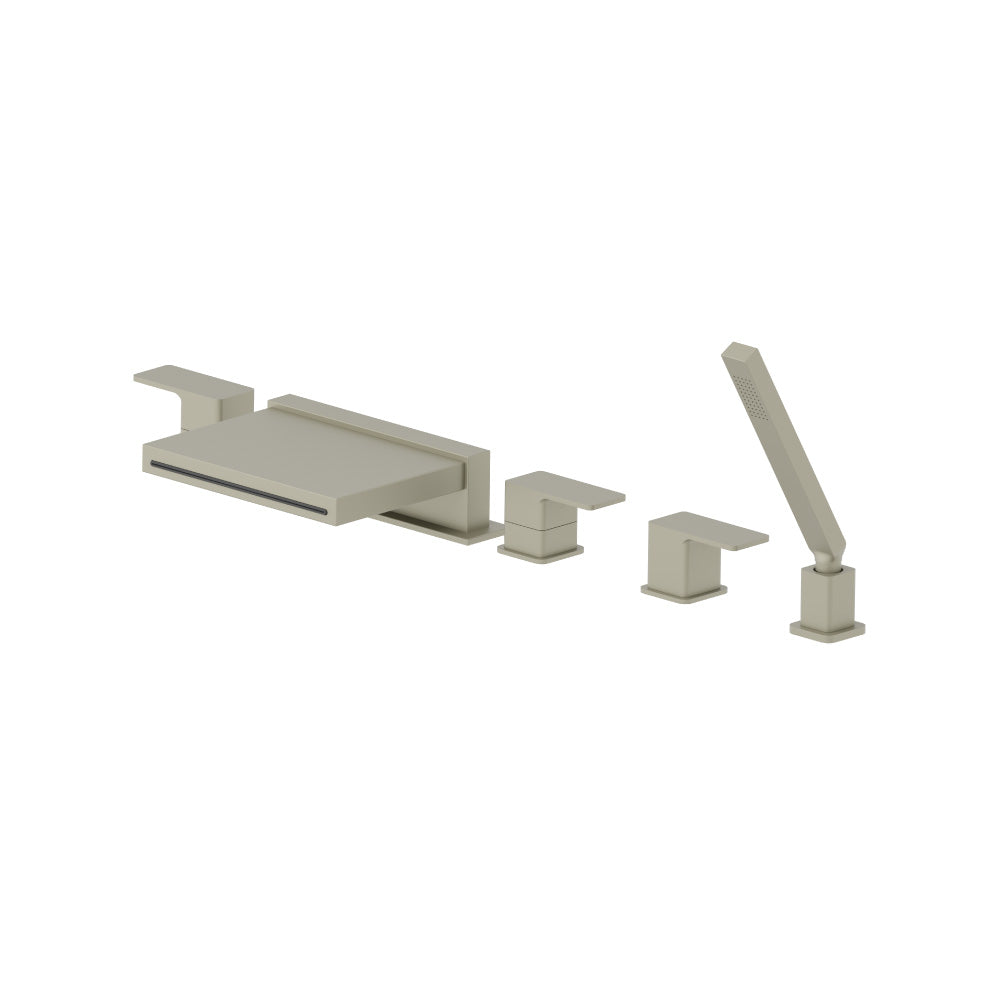 Five Hole Deck Mounted Cascade Flow Roman Tub Faucet With Hand Shower