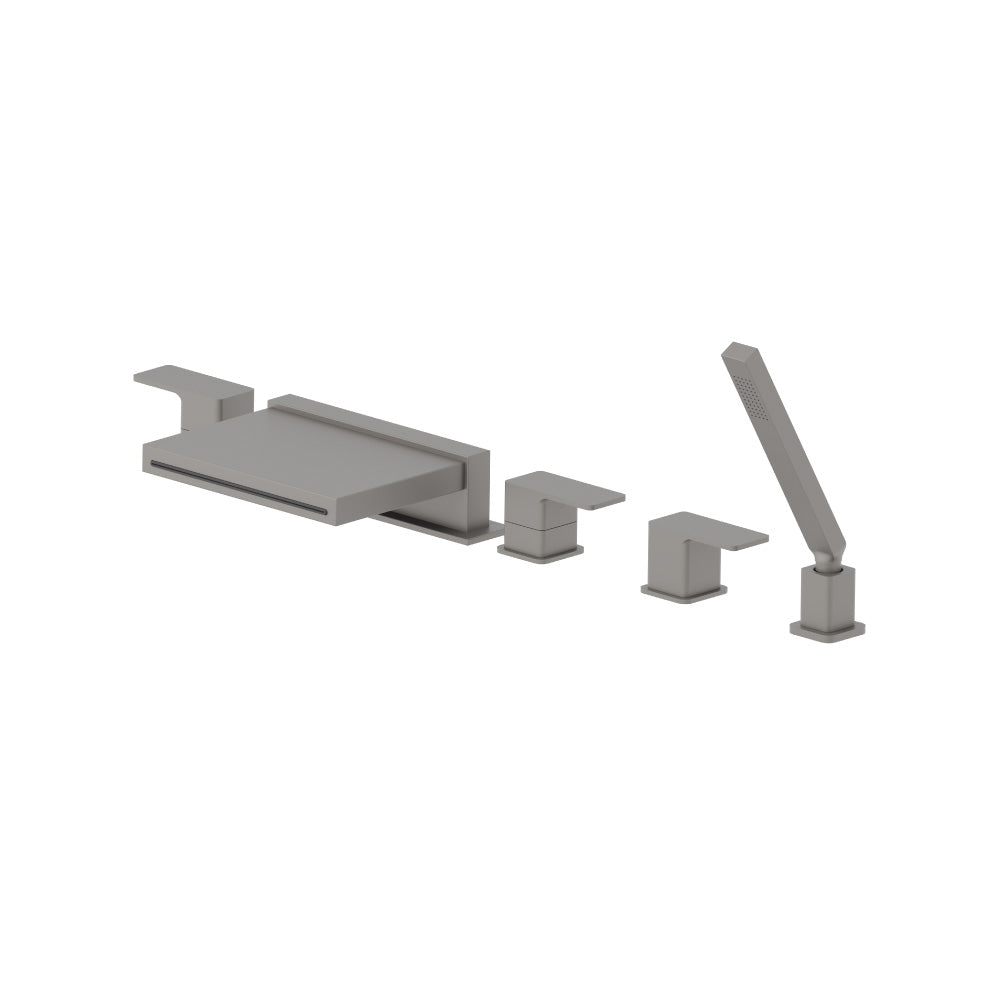 Five Hole Deck Mounted Cascade Flow Roman Tub Faucet With Hand Shower