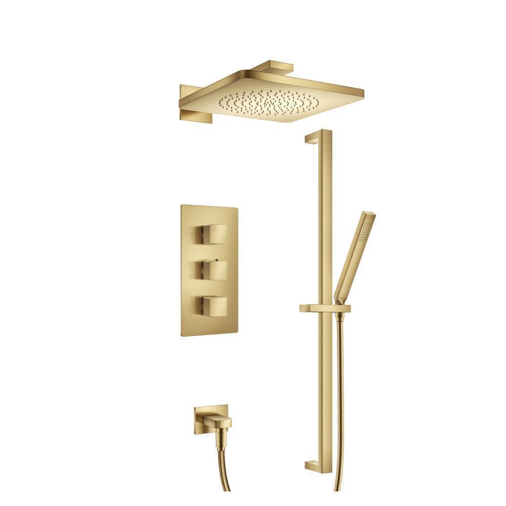 Two Output Shower Set With Shower Head, Hand Held And Slide Bar