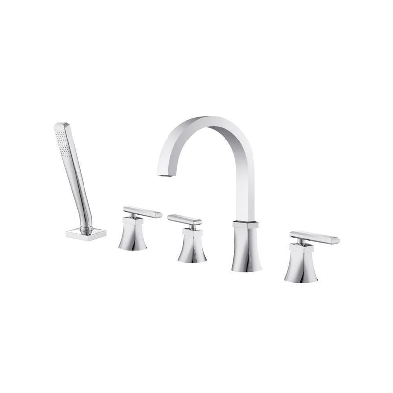 Five Hole Deck Mounted Roman Tub Faucet With Hand Shower