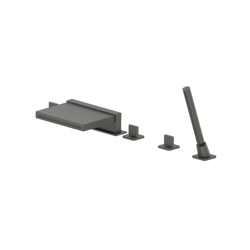 Five Hole Deck Mounted Cascade Flow Roman Tub Faucet With Hand Shower