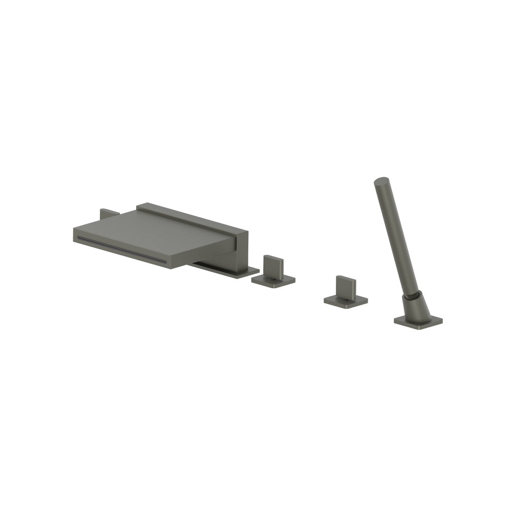Five Hole Deck Mounted Cascade Flow Roman Tub Faucet With Hand Shower
