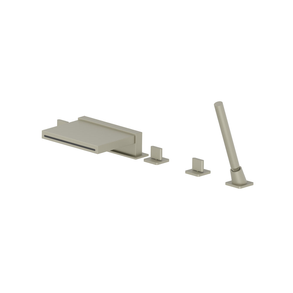 Five Hole Deck Mounted Cascade Flow Roman Tub Faucet With Hand Shower