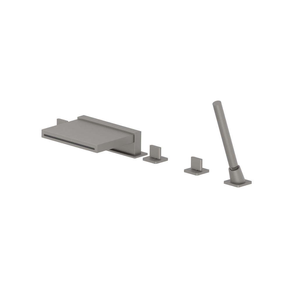 Five Hole Deck Mounted Cascade Flow Roman Tub Faucet With Hand Shower