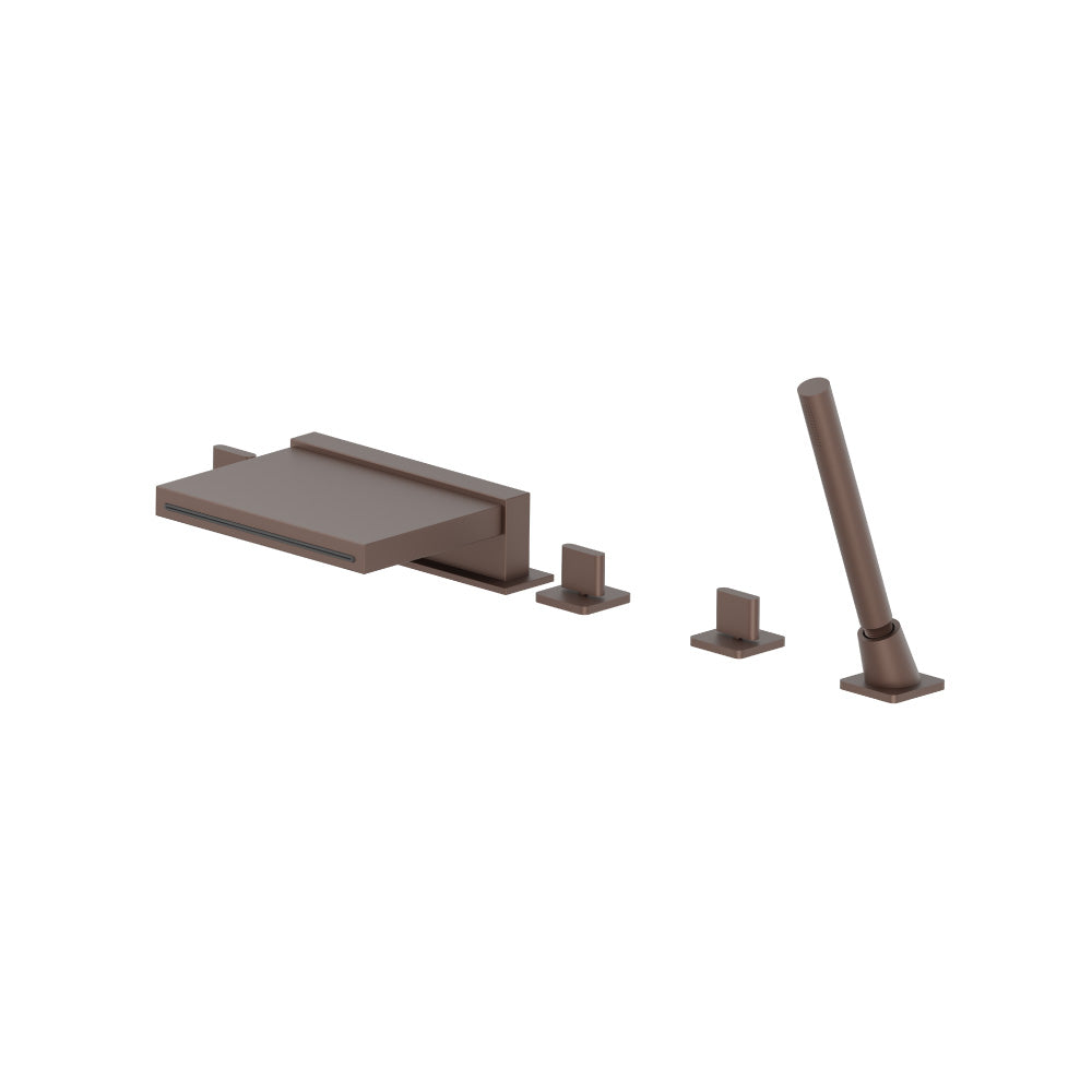 Five Hole Deck Mounted Cascade Flow Roman Tub Faucet With Hand Shower