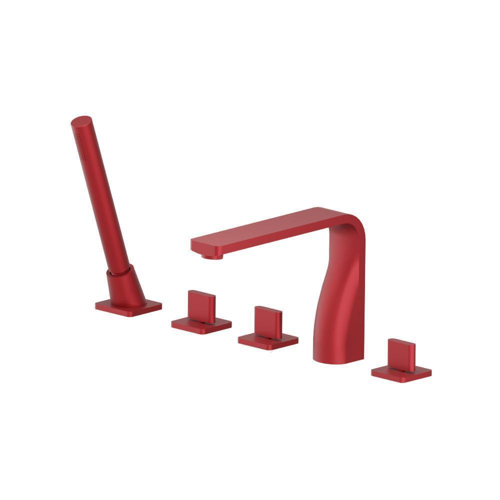 Five Hole Deck Mounted Roman Tub Faucet With Hand Shower