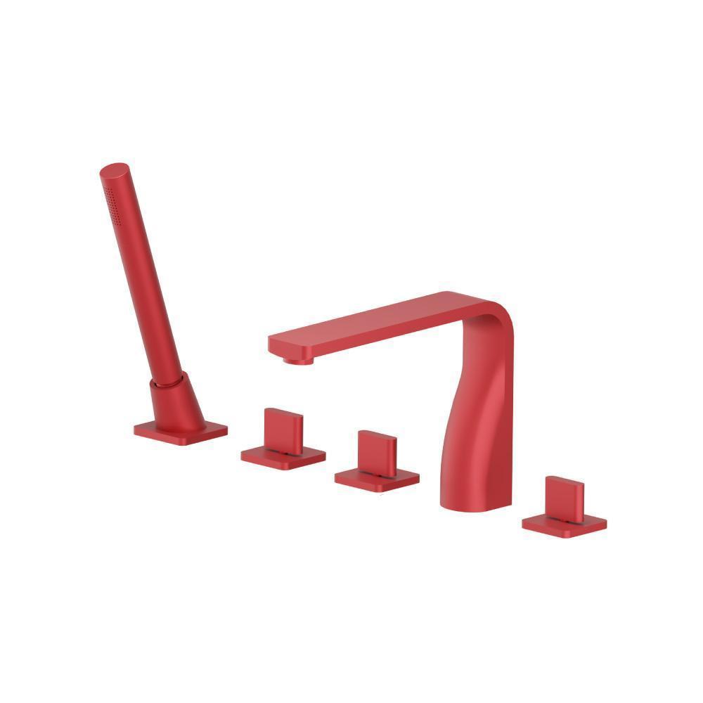 Five Hole Deck Mounted Roman Tub Faucet With Hand Shower