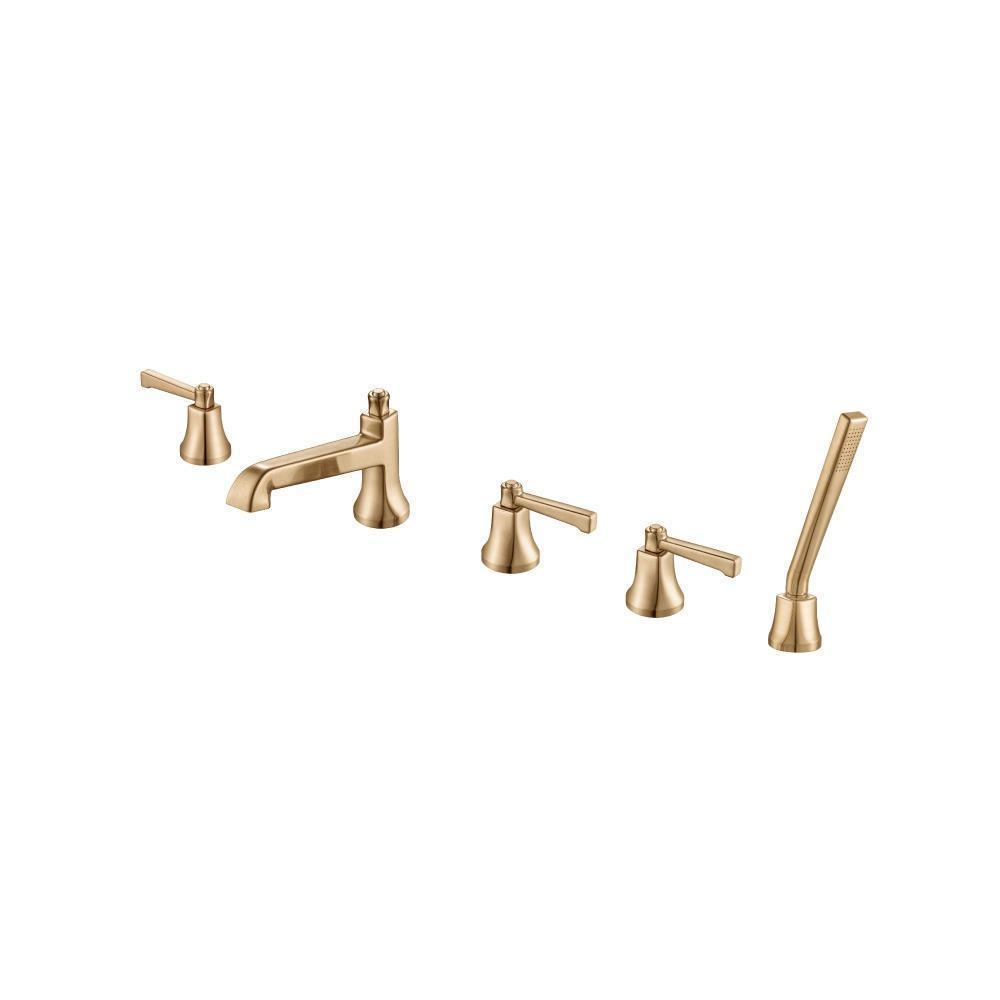 Five Hole Deck Mounted Roman Tub Faucet With Hand Shower