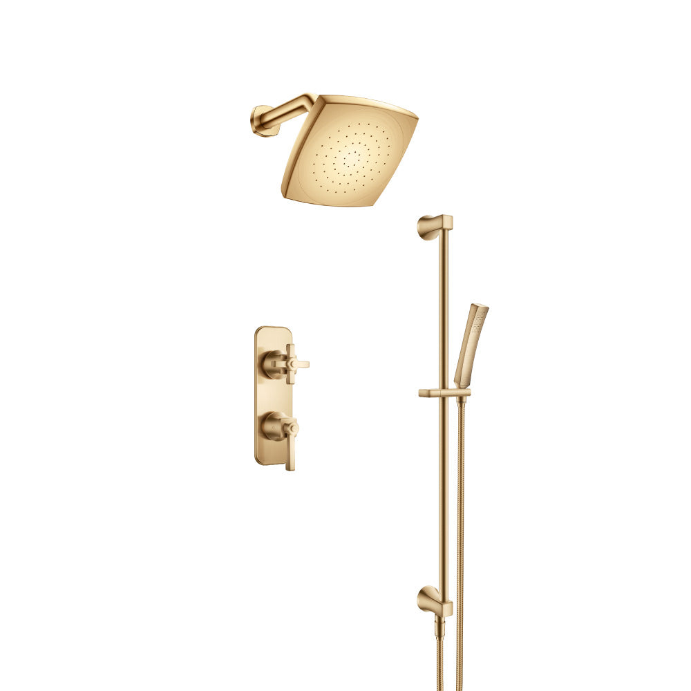 Two Output Shower Set With Shower Head, Hand Held And Slide Bar