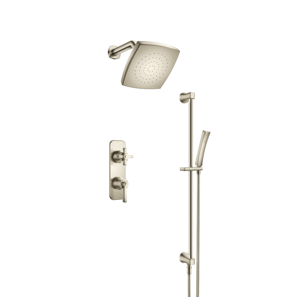 Two Output Shower Set With Shower Head, Hand Held And Slide Bar