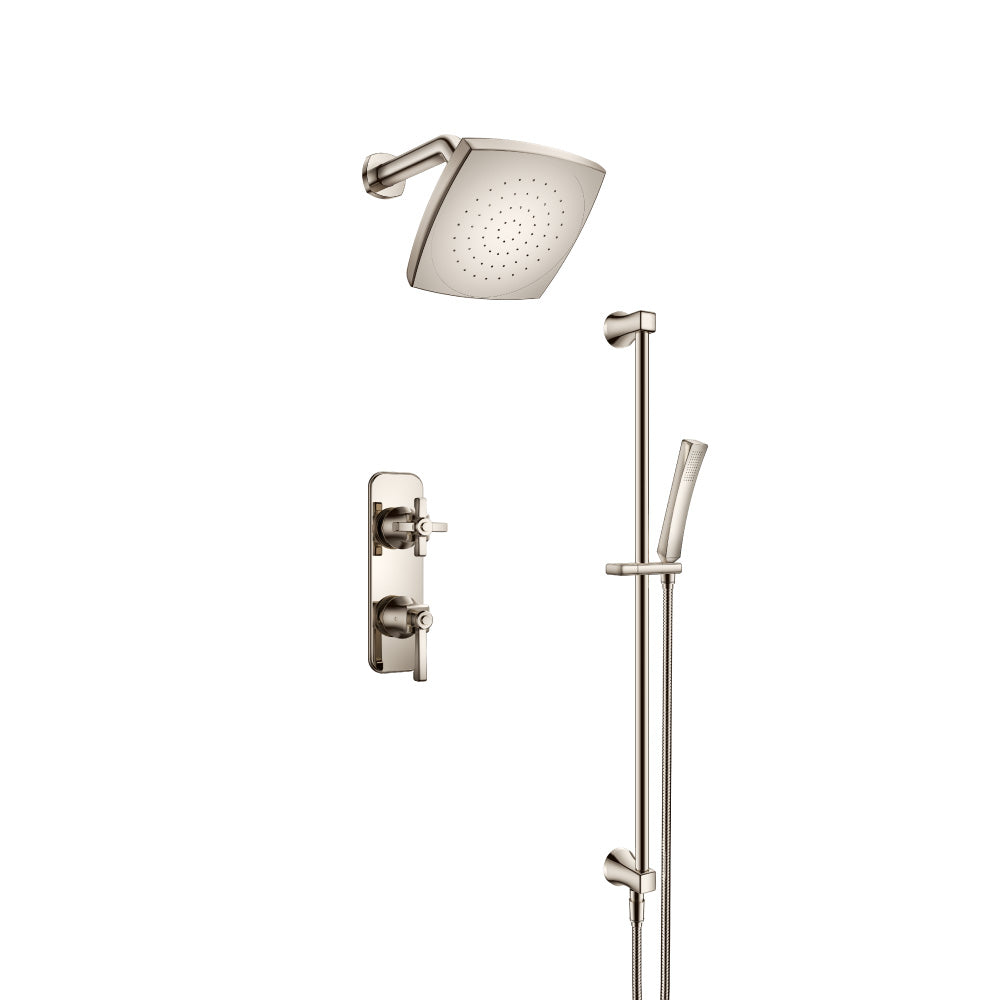 Two Output Shower Set With Shower Head, Hand Held And Slide Bar