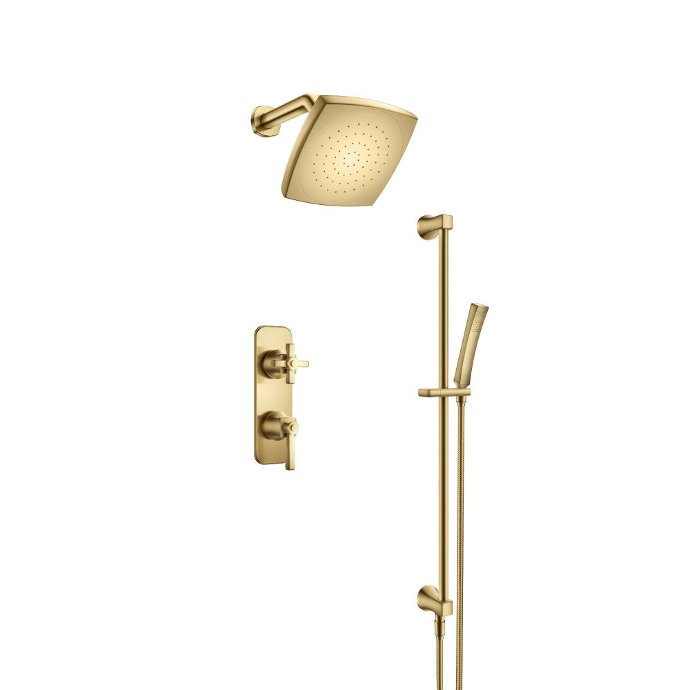 Two Output Shower Set With Shower Head, Hand Held And Slide Bar